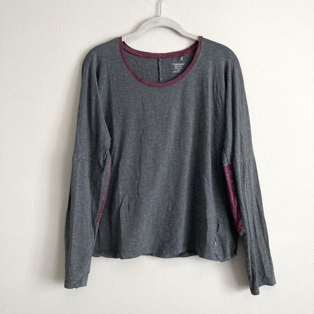 Toad & Co Shirt Womens Med Gray Long Sleeve Lightweight Organic Cotton Blend Top